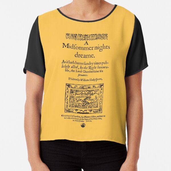 Shakespeare A Midsummer Night's Dream Frontpiece - Simple Black Version Chiffon Top