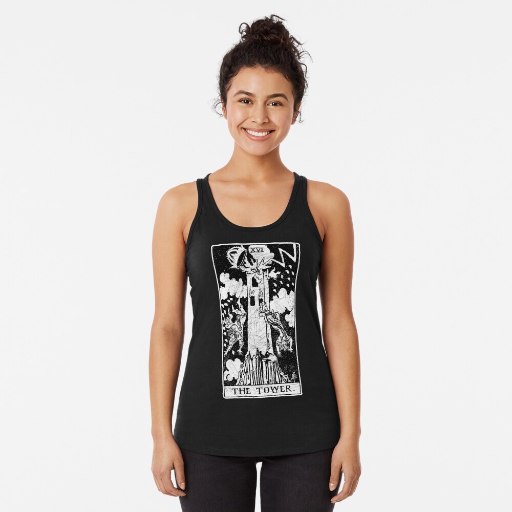 Discover The Tower Tarot Card - Major Arcana - fortune telling - occult Racerback Tank Top