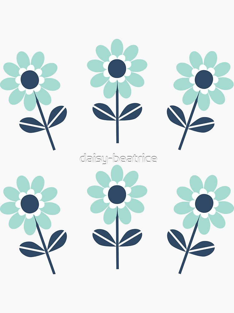 Thumbnail 3 of 3, Sticker, Spring Daisies on Navy Blue designed and sold by daisy-beatrice.