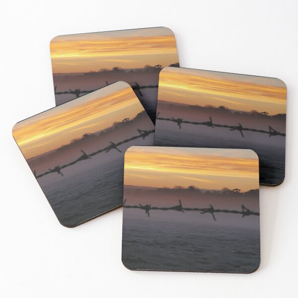 Item preview, Dawn over the battle ground, Barbed wire at the sunrise of Armistice Day designed and sold by MangojellyLabs.