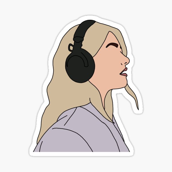 GIRL WITH HEADPHONES Sticker