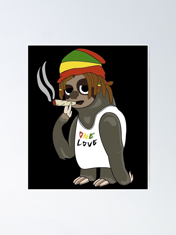 Poster Drole Paresseux Reggae Aux Cheveux Rasta Par Ornamio Redbubble