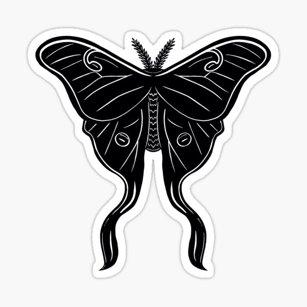 Lunar Moth (black) Sticker