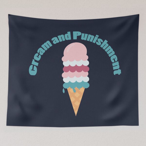 Item preview, 6 Scoops Cream and Punishment Summer Ice-cream Pun Colorful Design (blue background) designed and sold by sinceanna.
