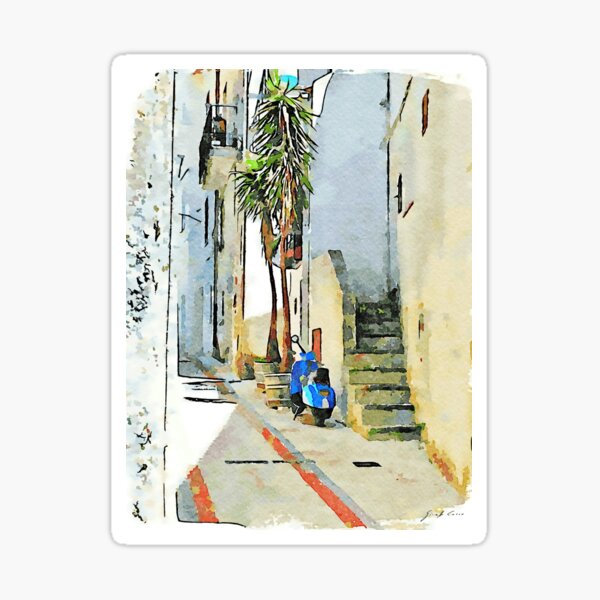 Tortora alley with scooter Sticker