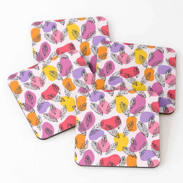 Item preview, Abstract Jewel Tone Blobs with Line Drawn Feathers Pattern designed and sold by gimmesometees.