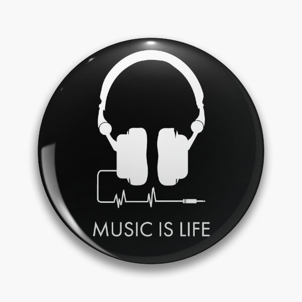 Item preview, Music is Life Headphones Heartbeat Illustration - White / Black designed and sold by oneprettyprint.