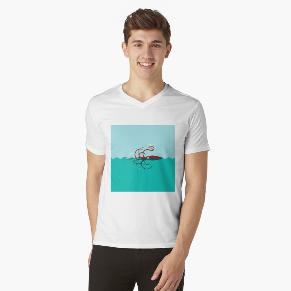 Vista previa del artículo con la obra «Camiseta de cuello en V», diseñado y vendido por vectorscribbles.