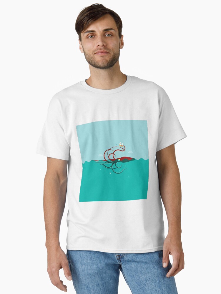 Imagen 1 de 7, Camiseta clásica con la obra Calamar gigante, diseñada y vendida por vectorscribbles.
