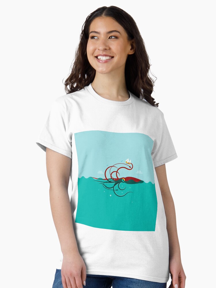 Imagen 2 de 7, Camiseta clásica con la obra Calamar gigante, diseñada y vendida por vectorscribbles.