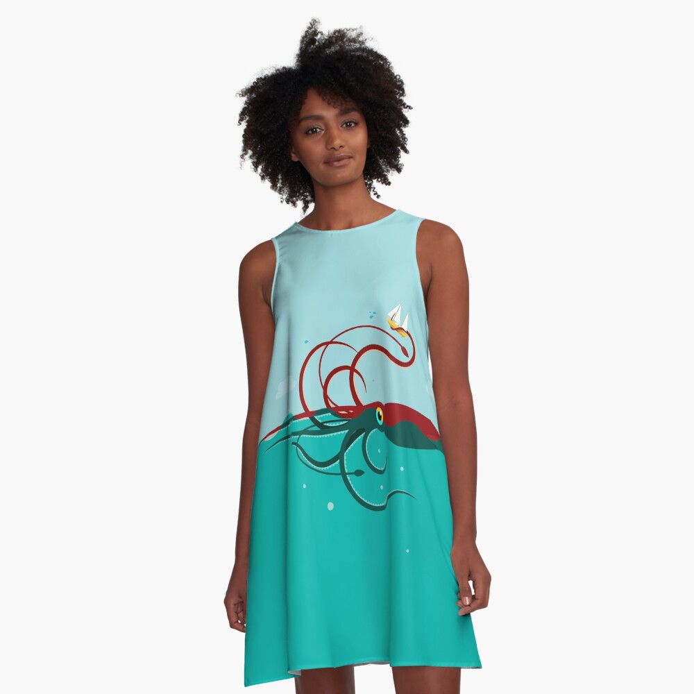 Vista previa del artículo con la obra «Vestido acampanado», diseñado y vendido por vectorscribbles.