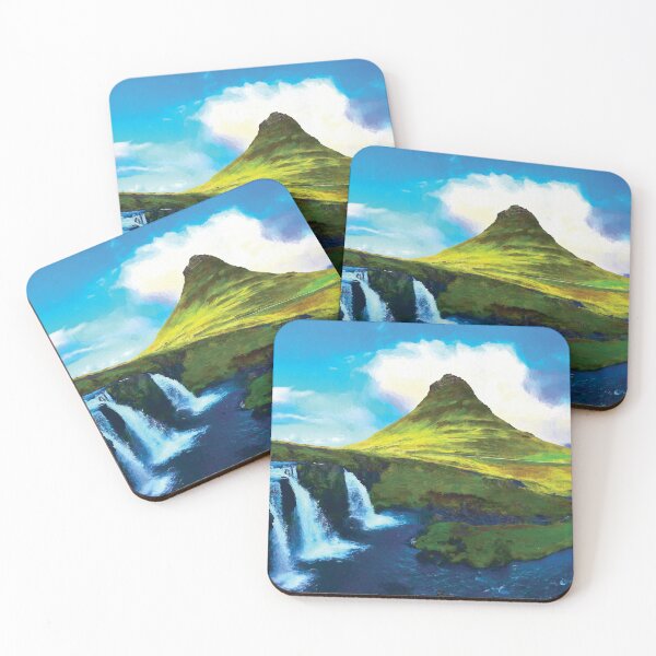 Item preview, Kirkjufell Iceland Waterfall Painting designed and sold by JasperBenoit.