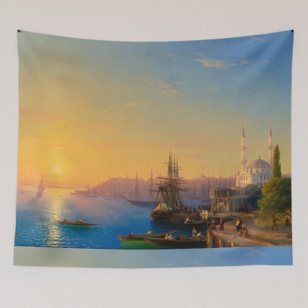 Artikelvorschau, mit der neu errichteten Ortaköy-Moschee (1856) von Ivan Aivazovsky. entworfen und verkauft von George Arakelov.