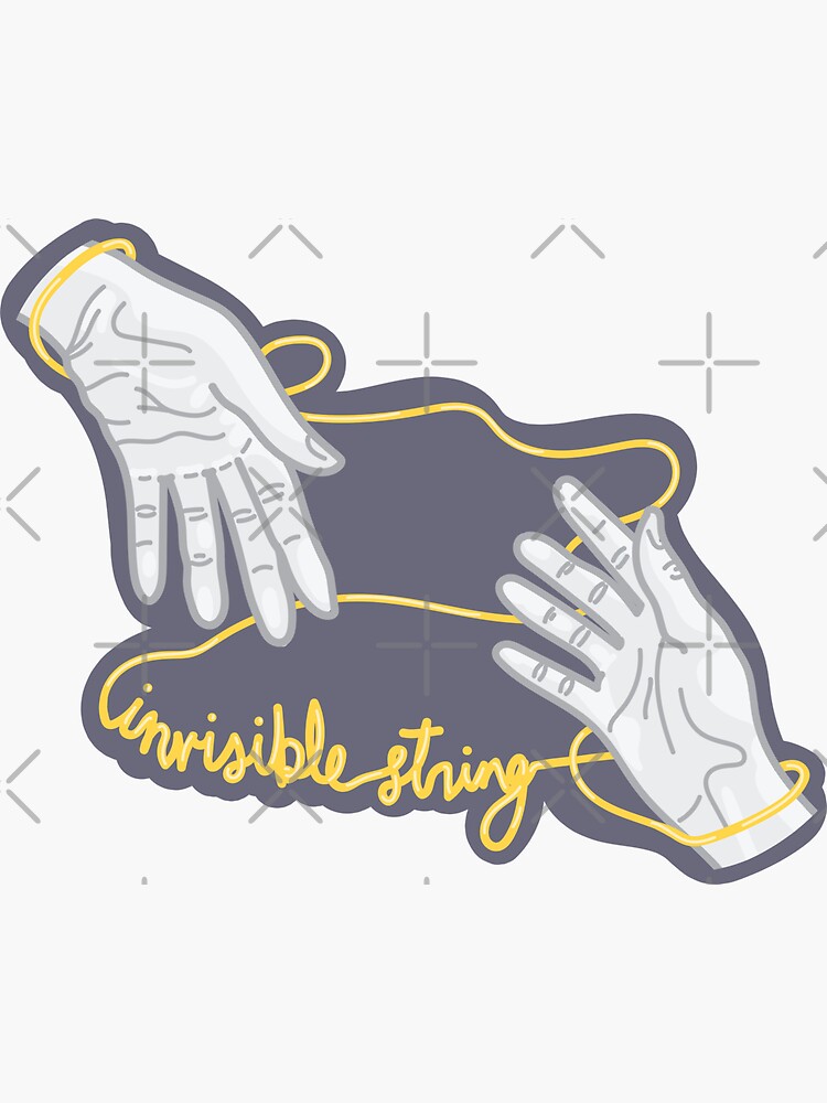 Invisible String Lyric, One single golden thread Sticker for