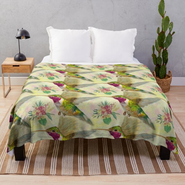 Item preview, Watercolor Hummingbird Vintage Tropical Flowers designed and sold by MMArtStudio.