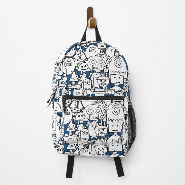 Item preview, White robots on classic blue background designed and sold by FK-UK.