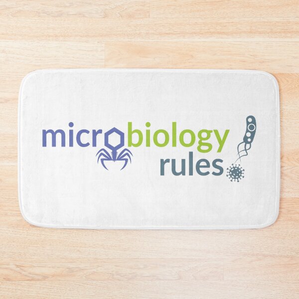 Item preview, Microbiology Rules Logo with virus phage and bacteria designed and sold by Zit-Zat-Zot.