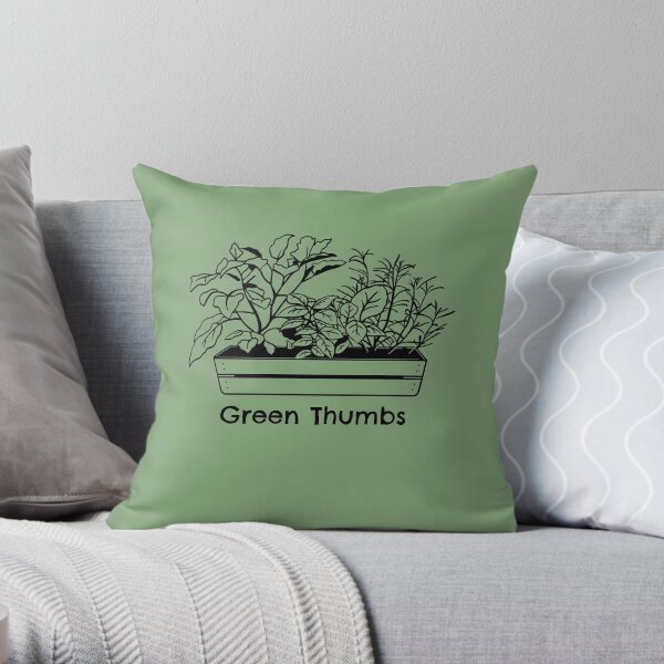 Green Thumbs Flower Garden Theme Throw Pillow