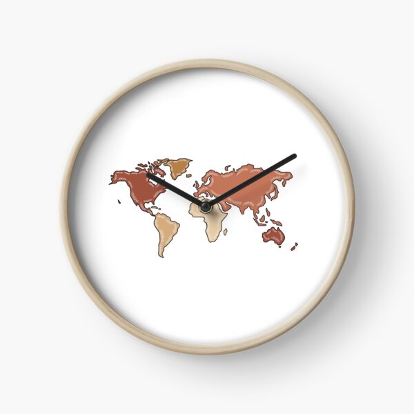 Boho World Map with Leaves Clock