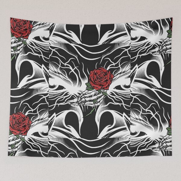 Item preview, Rock and Roll Red Flower Skull designed and sold by MYZAK HRM.