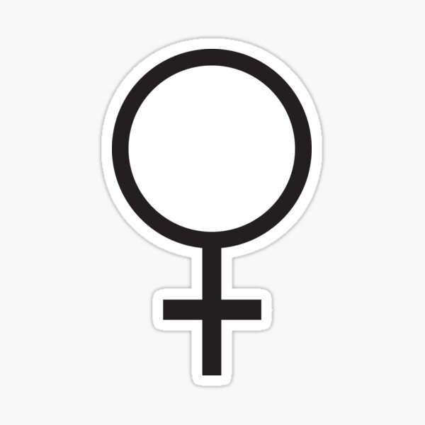 FEMALE. WOMEN, WOMAN, SHE, Venus symbol, FEMININE, Gender symbol, Sex, sex of an organism, Black. Sticker
