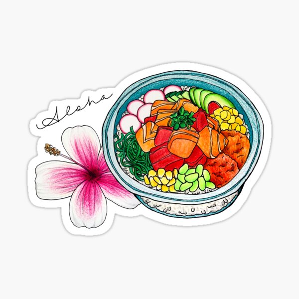 Poke Bowl Stickers Redbubble