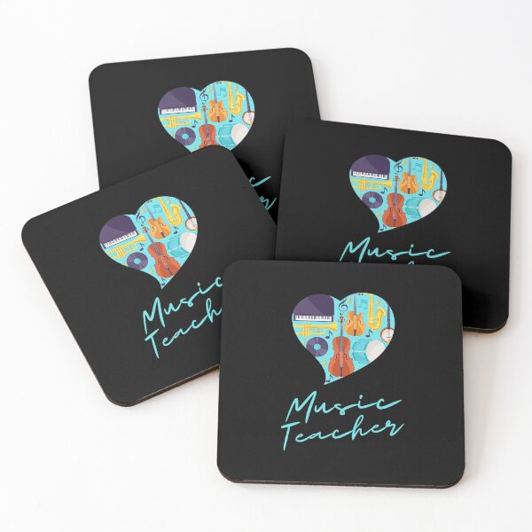 Item preview, Music Teacher Instrument Heart Aqua Print designed and sold by teachmusicstore.