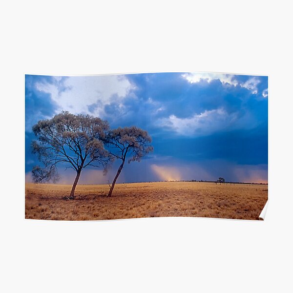 Storm over Mitchell Grass plains, western Queensland Poster