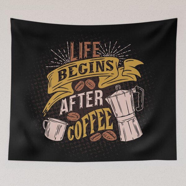 Item preview, Life begins after coffee apparel, black designed and sold by coffeeapparel.