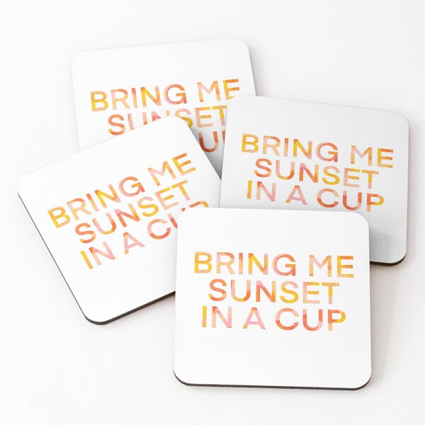 Item preview, Bring Me Sunset in a Cup literary quote in Pink and Yellow Watercolor designed and sold by WildeandCo.