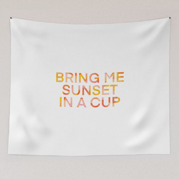 Item preview, Bring Me Sunset in a Cup literary quote in Pink and Yellow Watercolor designed and sold by WildeandCo.