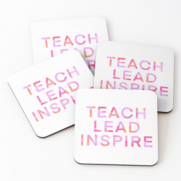 Item preview, Teach, Lead, Inspire Quote for Educators in Hot Pink Watercolor  designed and sold by WildeandCo.
