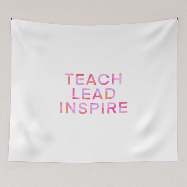 Item preview, Teach, Lead, Inspire Quote for Educators in Hot Pink Watercolor  designed and sold by WildeandCo.