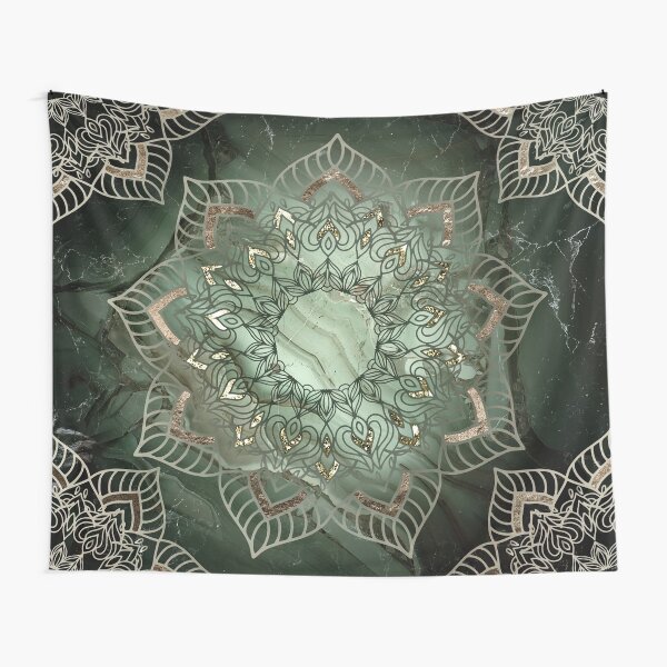 Silver green mandala Tapestry