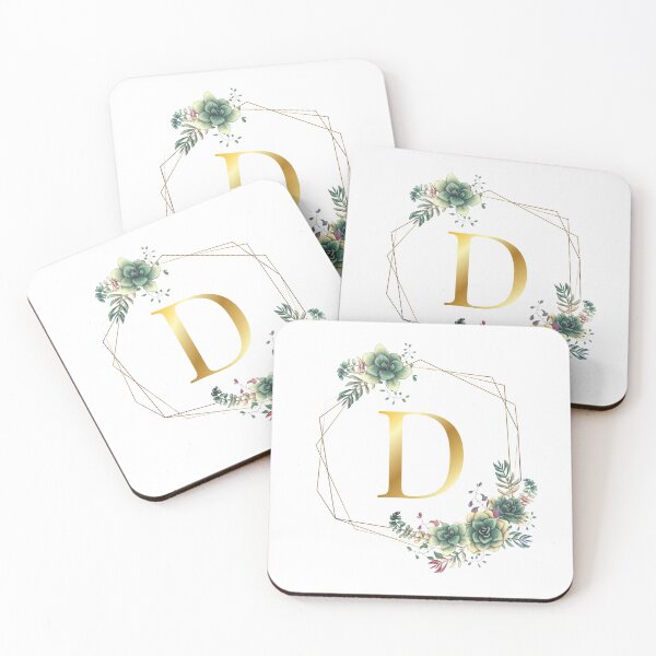 Item preview, Gold Letter D in a Succulent Floral Wreath Frame designed and sold by Alicia Chee.