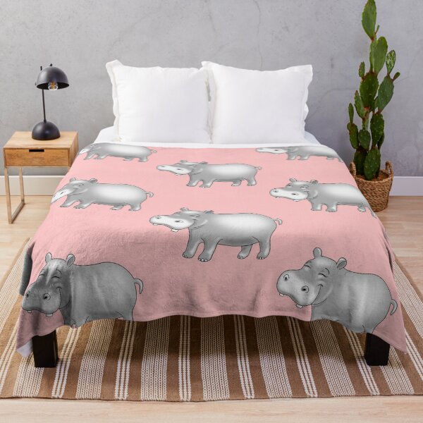 Item preview, Hippo Cute Hippopotamus pattern on light pink background designed and sold by pablomendoza.