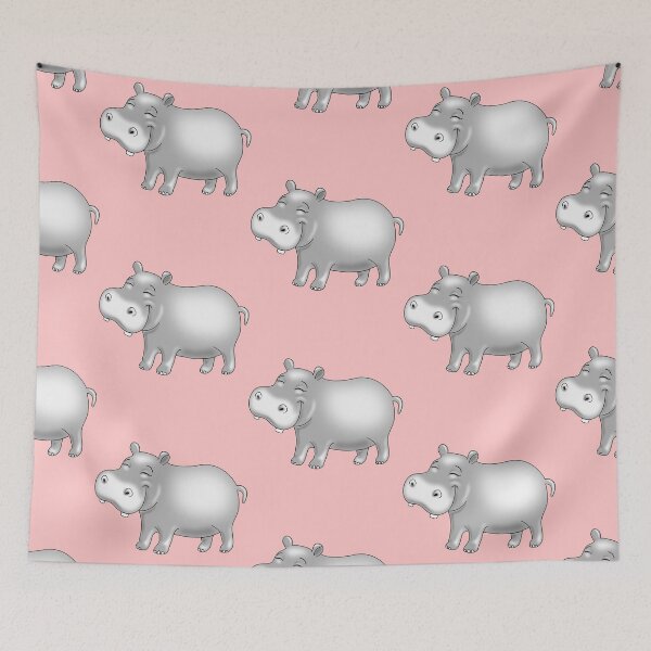 Item preview, Hippo Cute Hippopotamus pattern on light pink background designed and sold by pablomendoza.