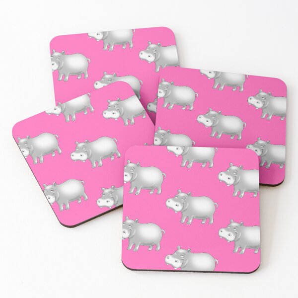 Item preview, Hippo Cute Hippopotamus pattern on pink designed and sold by pablomendoza.