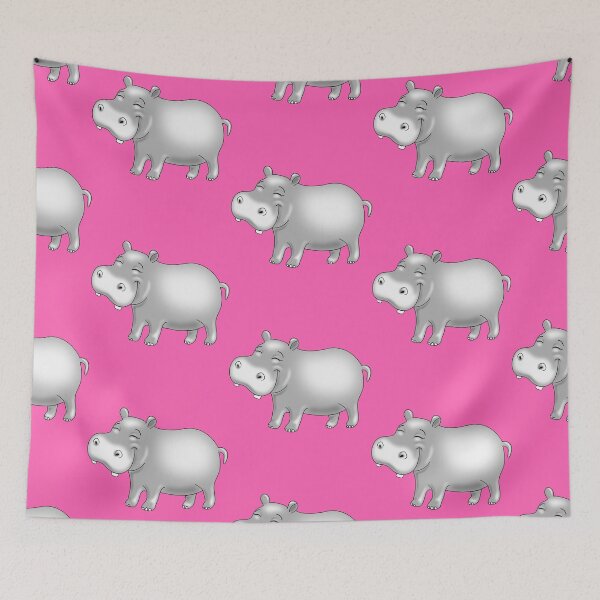 Item preview, Hippo Cute Hippopotamus pattern on pink designed and sold by pablomendoza.