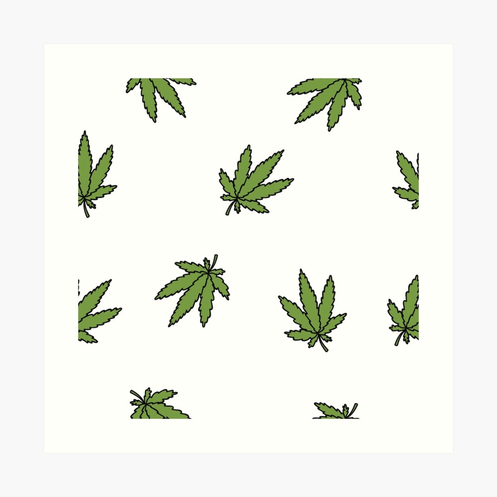 seamless doodle pattern. cannabis (marijuana leaf) Poster for