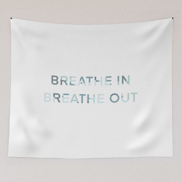 Item preview, Breathe in, breathe out quote in blue designed and sold by WildeandCo.