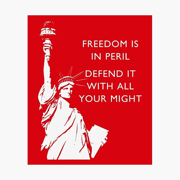 Vista previa del artículo con la obra «La libertad está en peligro - Estatua de la libertad», diseñado y vendido por DrunkParrot.
