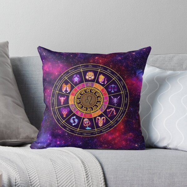 Leo Zodiac Lightburst - Circle Throw Pillow