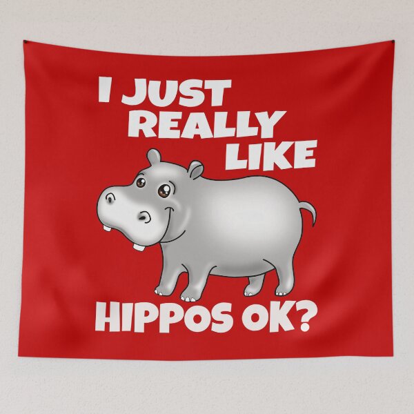 Item preview, I Just Really Like Hippos Funny Cute Hippopotamus on red designed and sold by pablomendoza.