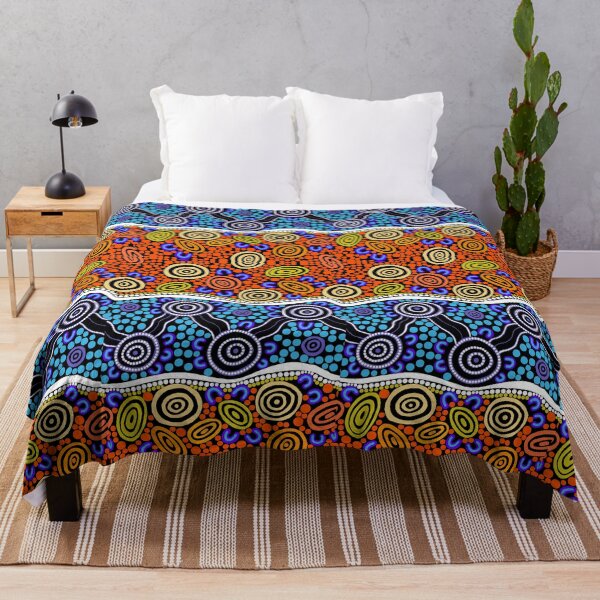 Authentic Aboriginal Art Throw Blanket