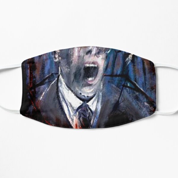 Francis Bacon Screaming Business man in suit office angst existential painting art lover gift t shirt or mask Flat Mask