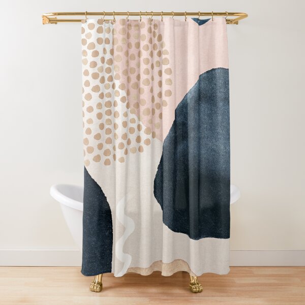 Pink And Navy Shower Curtain