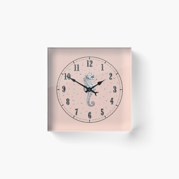 Item preview, Seahorse Clock w/Hands Seashell Pink Victorian Steampunk  designed and sold by LoreliDesigns.