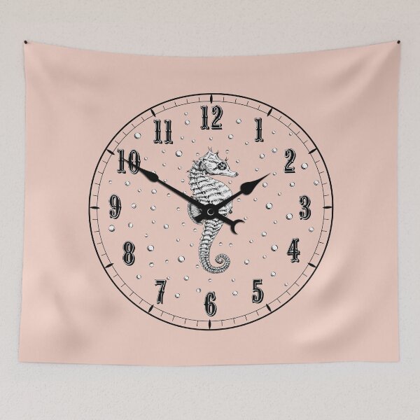Item preview, Seahorse Clock w/Hands Seashell Pink Victorian Steampunk  designed and sold by LoreliDesigns.