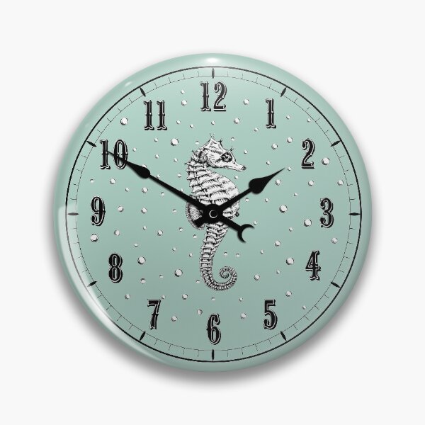 Item preview, Seahorse Clock w/Hands Sea Foam Aqua Victorian Steampunk  designed and sold by LoreliDesigns.
